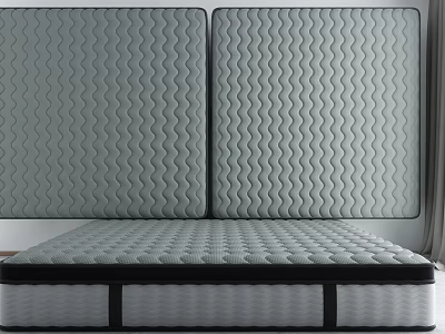 Modern Gray Mattress With Two Wavy Pattern Headboards And Bed Frame 3d model