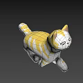 Game Animated Character Yellow And White Striped Cat Walking 3D Model Design