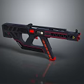 Futuristic Black Red Tactical Gun With Geometric Frame And Sleek Design