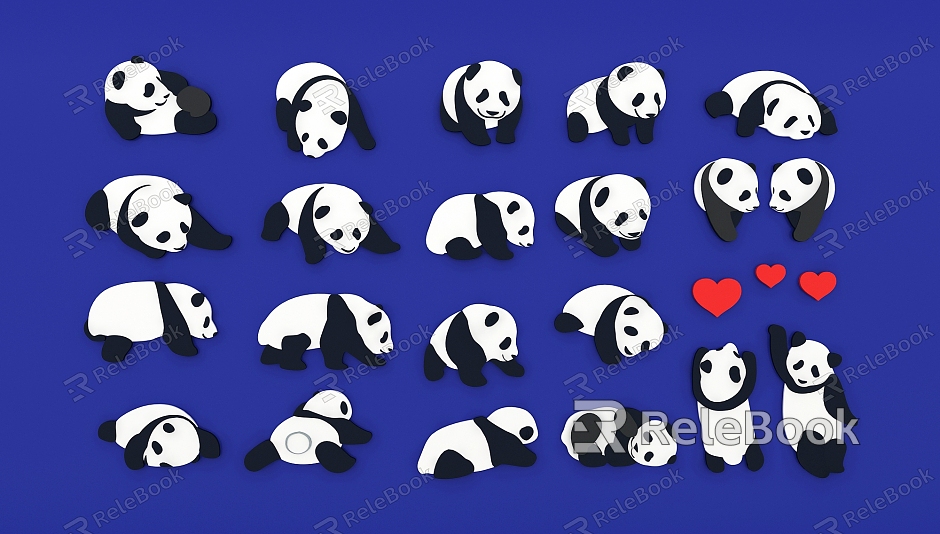 Animal Panda National Treasure Panda Tuanzi Hand-painted Illustration Cute Cartoon Pattern model