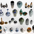 Assorted Ceramic Vessels Featuring Diverse Shapes Colorful Designs And Intricate Patterns