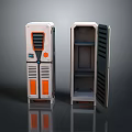 Modern Furniture Cabinet with White Orange Design Open Closed Doors and Ventilation Panels