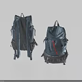 Stylish Dark Colored Backpacks Featuring Multiple Pockets Red Stripe And White Logo Accent 3d model