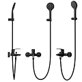 Sleek Black Modern Shower Fixture With Handheld And Fixed Head For Bathroom