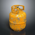 Yellow Rusty Gas Cylinder With Metal Handle And Valve For Industrial Use