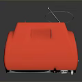 Red Vintage TV Set With Antenna Green Screen And Control Knobs