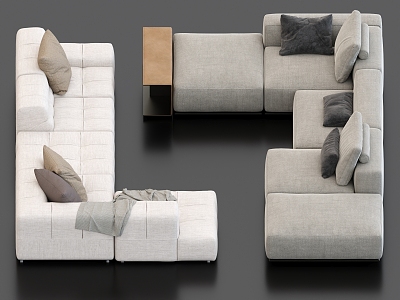 Multi-person sofa combination corner sofa 3d model