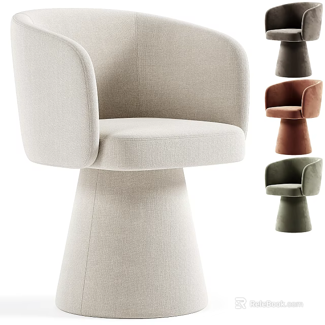 Modern Accent Chair With Linen Fabric Swivel Base Armrest Design Multiple Colors Beige Brown Green 3d model 