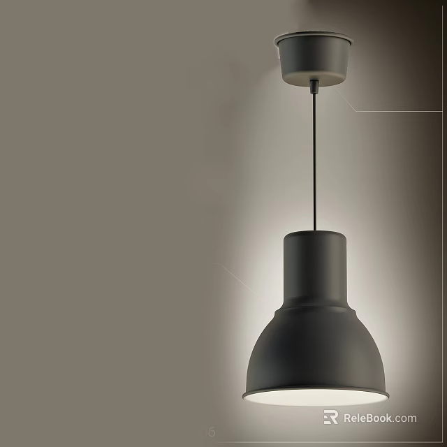 Modern Black Pendant Light with Minimalist Sleek Design in Interior Living Space 3d model 