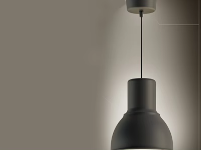 Modern Black Pendant Light with Minimalist Sleek Design in Interior Living Space 3d model