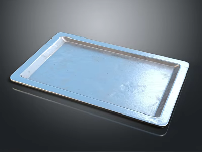 Silver Rectangular Metal Tray Perfect For Daily Household Use And Serving Needs 3d model
