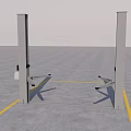 Heavy Duty Two Post Car Lift Industrial Equipment With Yellow Lines On Gray Floor