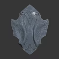 Ornate Metal Shield Featuring Intricate Carved Patterns And Elegant Design Elements 3d model