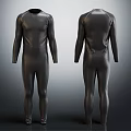 Black Full Body Bodysuit Front And Back Views Shiny Spandex Material For Sports Wear