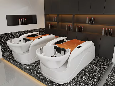 Modern Premium Hair Salon Shampoo Massage Bed With Integrated Washing Sink For Professional Beauty Use 3d model