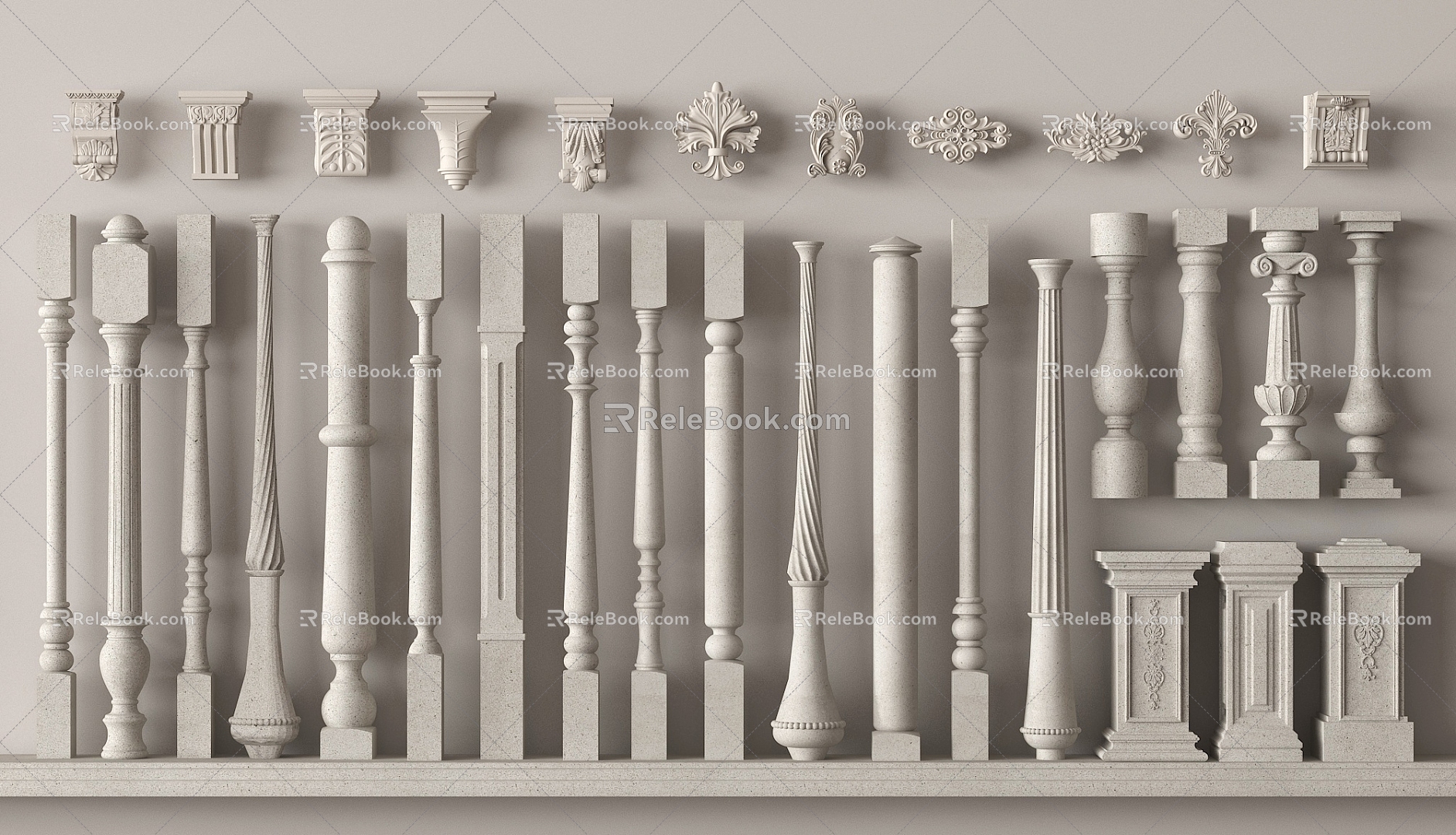 Jane's vase railing stair guardrail vase column handrail 3d model