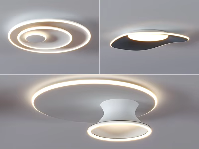 Modern Minimalist Ceiling Lights With Circular Curved Design And Soft Ambient Lighting 3d model