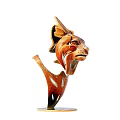 Artistic Wooden Lion Head Sculpture with Detailed Carving and Stable Base