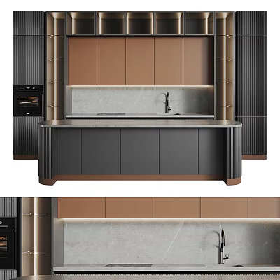 Modern Kitchen Interior With Cabinets Island And Appliances 3d model