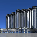 Commercial Street Modern Design With High Rise Buildings Glass Facades And Ground Floor Shops