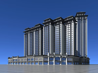 Commercial Street Modern Design With High Rise Buildings Glass Facades And Ground Floor Shops 3d model