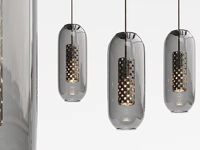 Modern Transparent Glass Pendant Lights With Perforated Inner Structure Design 3d model