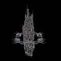 Cartoon Sci Fi Spaceship Scene With Metallic Structures Pipes Towers And Dark Background