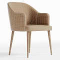 Light Beige Velvet Single Chair with Modern Design and Black Wooden Legs with Golden Tips