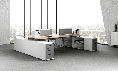 Combo Desk Staff Desk Staff Desk Office 3d model