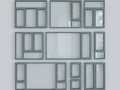 Various Modern Casement Windows With Stylish Frame Designs And Clear Glass Panels For Home Use 3d model
