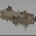 Modern Wooden Platform Setup With Stacked Crates And Wooden Railings