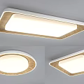 Modern Ceiling Lights With Wooden Frame Square And Round Design White Glow 3d model