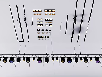 Modern stage spotlight track lamp camera lamp imaging lamp magnetic attraction track lamp downlight two-grid lamp three-grid lamp 3d model