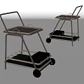 Black Metal Utility Carts With Wheels And Storage Shelves For Home Use