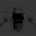 Futuristic Detailed Sci-Fi Spaceship Model Elongated Shape Gray Exterior Red Yellow Accents Complex Structure