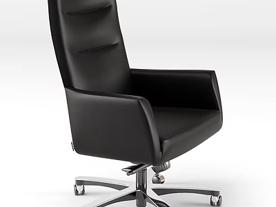 Modern Black Office Desk Chair Set With High Back Armrests And Metal Base Wheels 3d model