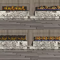 Modern Marble Fireplace Design With Steps And Burning Flames On Wooden Floor