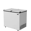 White Chest Freezer With Double Transparent Grid Lids And Movable Wheels For Home Storage