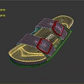 Birkenstock Gray Sandals With Double Strap Design And Textured Rubber Sole Orange Trim
