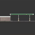 Gas Station Building Featuring Green Solar Panel Roof Red Brick Walls And Fuel Pumps