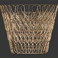 Light Brown Rattan Woven Basket With Openwork Design For Home Storage