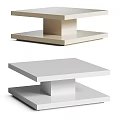 Two Modern Minimalist Coffee Tables With Square Top And Layered Base