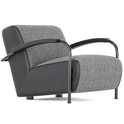 Modern Grey Fabric Armchair With Black Metal Armrests And Sleek Contemporary Design 3d model