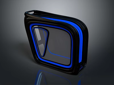 Futuristic Computer Accessory In Black And Blue Design With Transparent Panel And Glowing Edges 3d model
