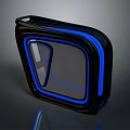 Futuristic Computer Accessory In Black And Blue Design With Transparent Panel And Glowing Edges