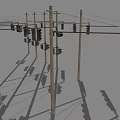 Industrial Traffic Lights Mounted On Multiple Metal Poles For Urban Road Networks