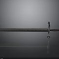 Medieval Sword with Metal Blade and Wooden Handle Decorative Crossguard on Black Reflective Surface
