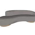 Elegant Modern Curved Sectional Sofa With Light Upholstery And Wooden Legs
