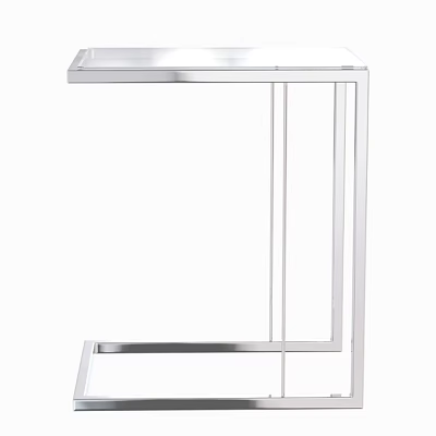 Modern Side Table With Stainless Steel Frame And Clear Glass Top Design 3d model