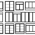 Various Window Frame Designs With Different Glass Styles And Panel Configurations 3d model